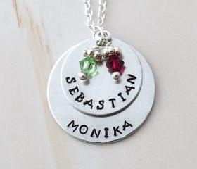 Mother Necklace Personalized birth stone necklace mommy necklace kids name