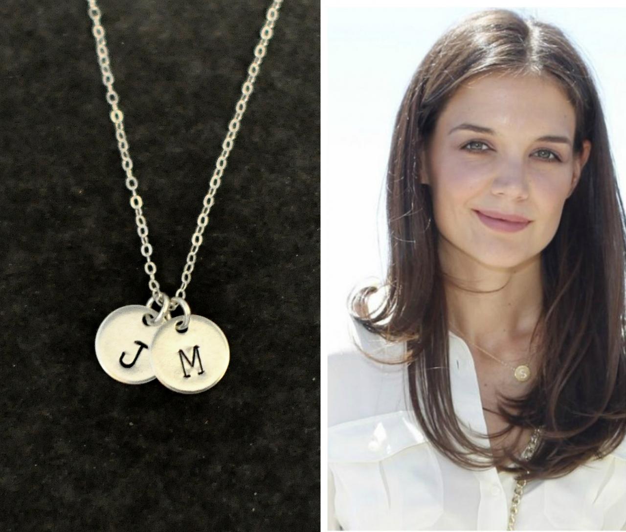Monogram Jewelry, Sterling Silver Initial Coin Necklace, Personalized Silver Disc Necklace ...