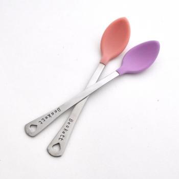 Personalized Baby Spoon SET OF TWO(2) baby shower gift, new mom, baby feeding baby girl pink set by ZADOO